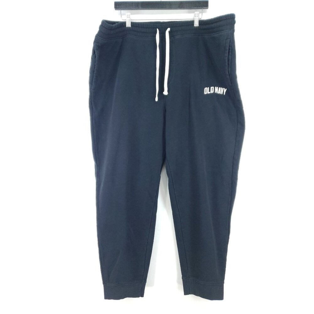 Old Navy Mens XXXL Tall Black Fleece Joggers With Drawstring Waist & Pockets